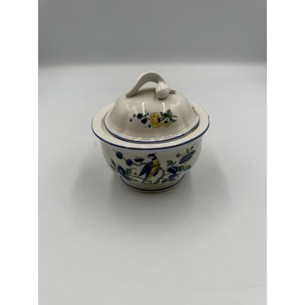 Vintage Villeroy & Boch "Phoenix Blau" sugar bowl with lid Germany Porcelain